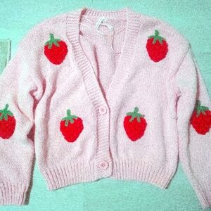 Pink Strawberry Cardigan NWT size M